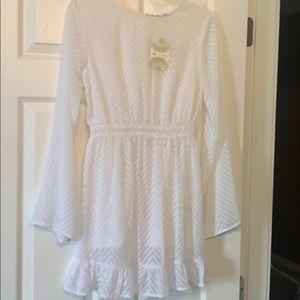 White lined sheer dress